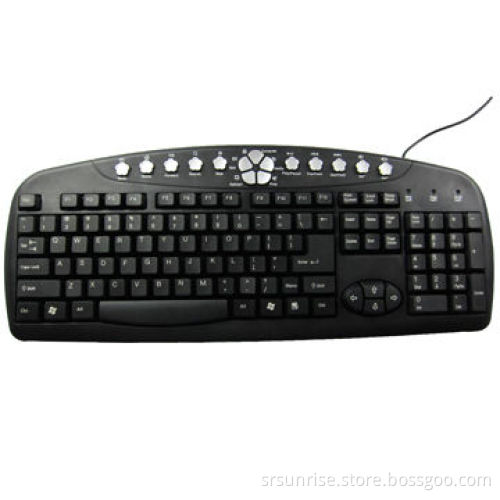 Wired Multimedia Keyboard with USB, PS/2 Port, Waterproof Design